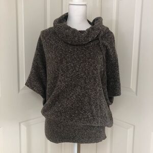 Amber Sun Wool Blend Cowl Short Sleeves Sweater Small
